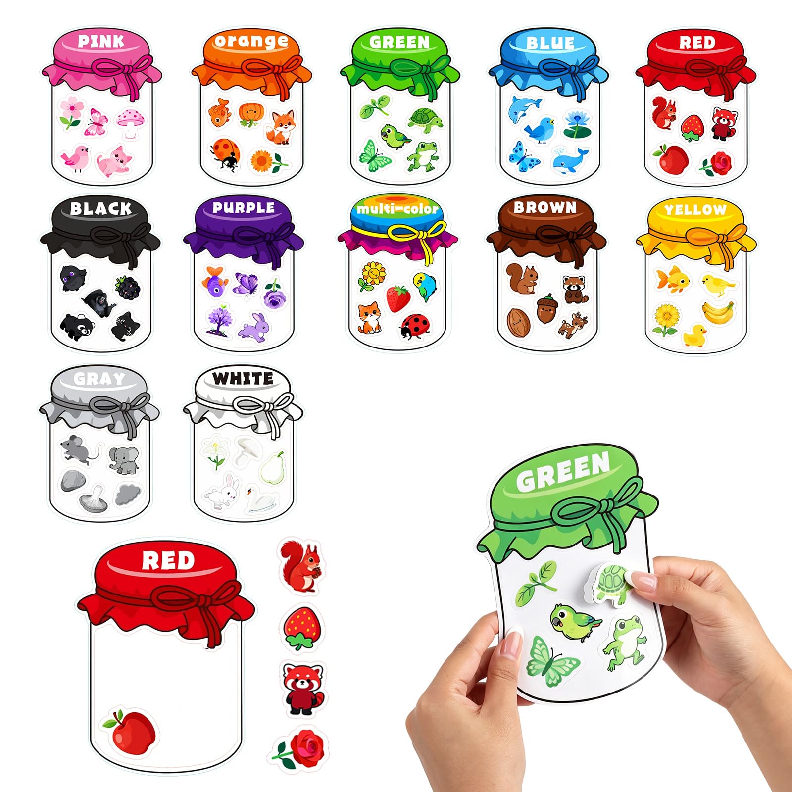 Magnetic Colour Sorting Toys - 12PCS Colour Sorting Toys, Cute Fridge Magnets for Teenagers, 60 Vibrant Early Education Colors Fridge Magnets, for Whiteboard Fridge Magnetic Game for Teenagers