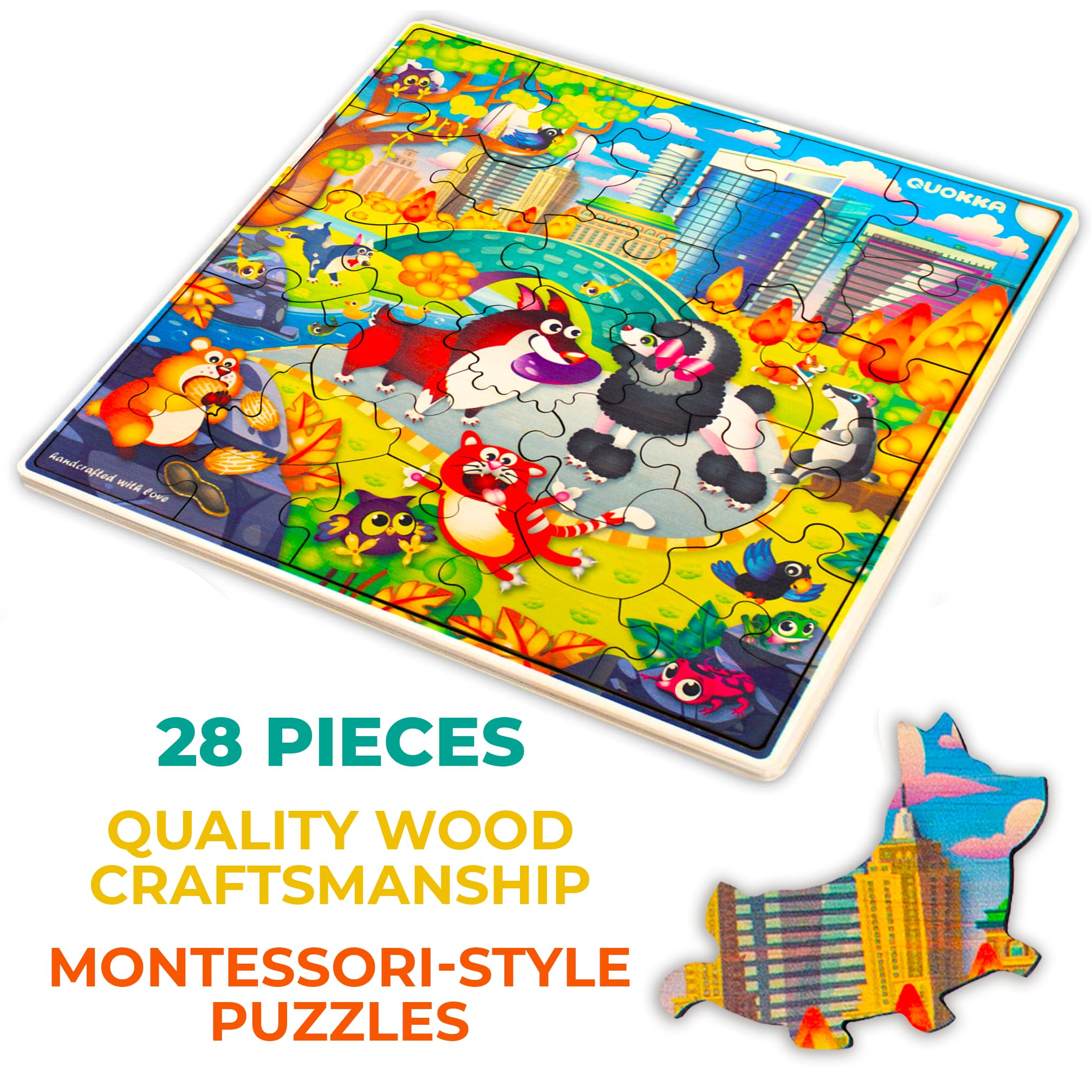 QUOKKA Wooden Park Puzzles for Kids Ages 3-5 - 28 Pieces Toddlers Kids Puzzles Ages 4-8 Year Olds - Wood Park Toys for Children 6-8 yo - Image 3