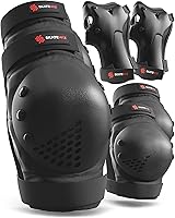 SKATEWIZ Smash 6-Piece Skateboard Protective Gear Set - Knee Elbow Pads Wrist Guards for Kids Adults Roller Skating Derby