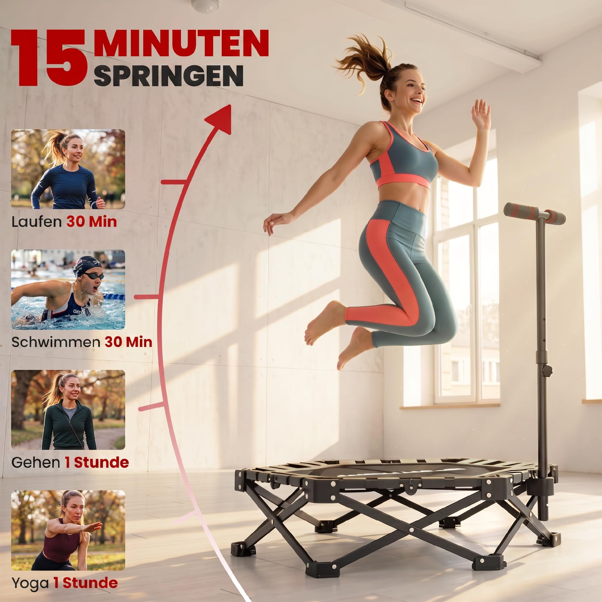 SPORTNOW Fitness Trampolin Klappbar Ø104 cm mit Schnellfaltmechanismus