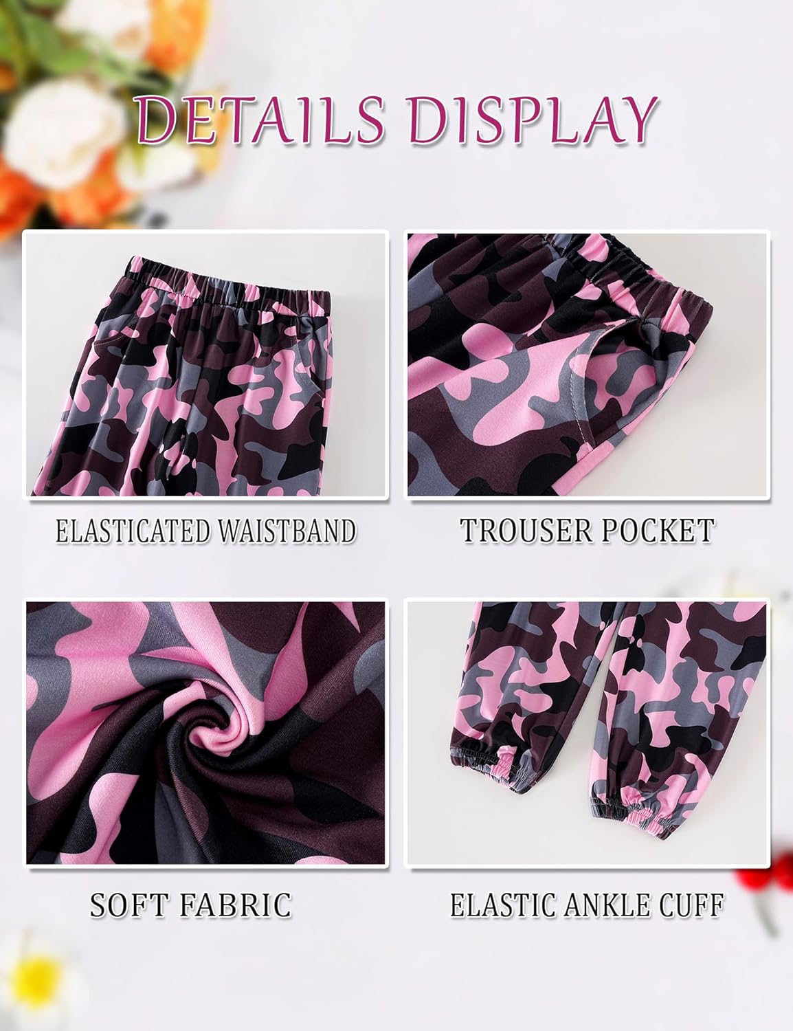 Girls' Clothing Sets Knit Crew Neck Twist Front Tops and Camo Elastic Waist Pants Girls Clothes - Image 7