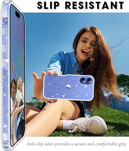 Miniatura 101 de MIODIK Funda compatible con iPhone 13 Pro, con protector de pantalla + protector de lente de cámara, funda protectora de purpurina transparente