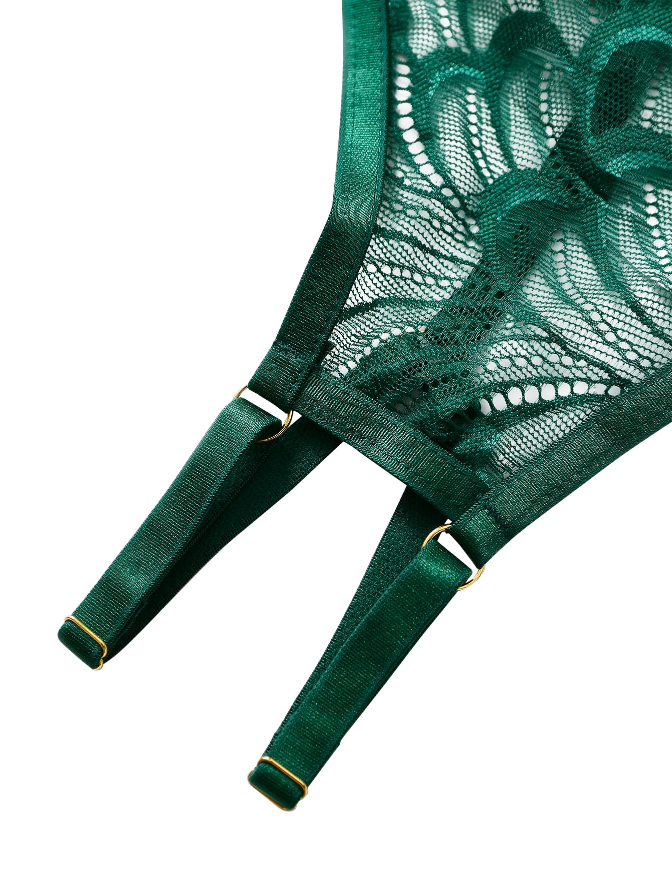Lilosy Sexy Underwire Floral Lace Sheer Lingerie Set for Women See Through Bra and Panty 2 Piece: Large Army Green