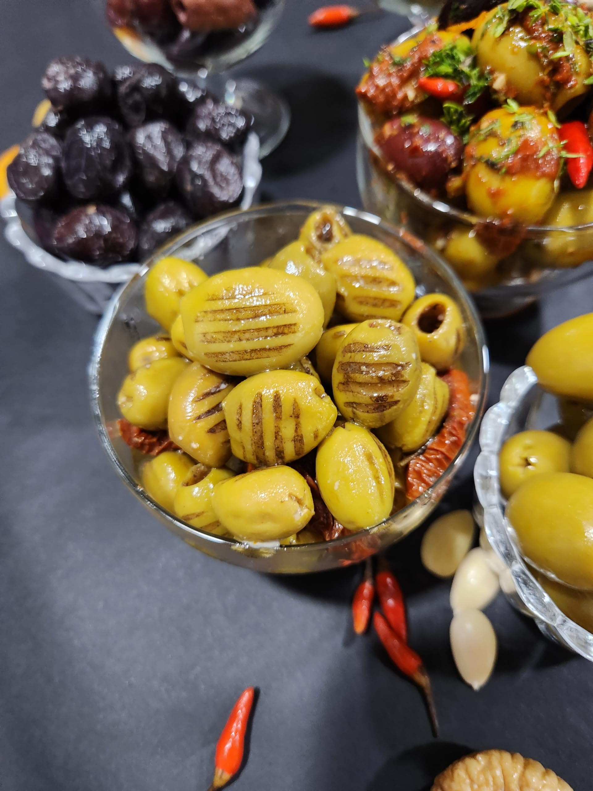 Doyen Smoke Grilled Green Olives - Imported Mediterranean Olives | Best for Salads & Mezze Platter |
