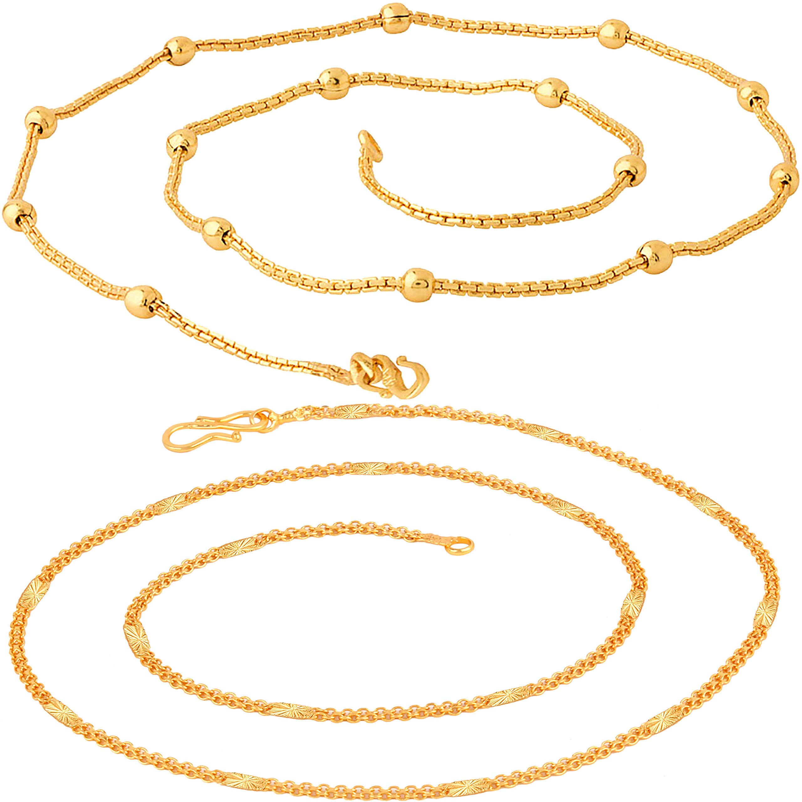 Fashion Frill (FF321_FF461 Gold Plated Golden Brass Combo Chain For Women - 24 Inches Long (B08T6QG6RQ) Amazon Price History, Amazon Price Tracker