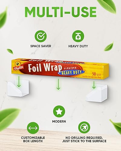 Miniatura 7 de Skywin Organizador de papel de aluminio adhesivo y plástico blanco, se adapta a cajas de hasta 2.162.165 in de ancho de aluminio Organización y