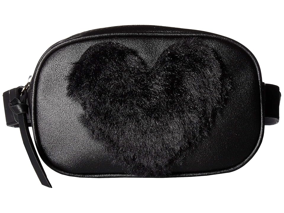 

T-Shirt & Jeans Belt Bag with Faux Fur Heart (Black) Bags