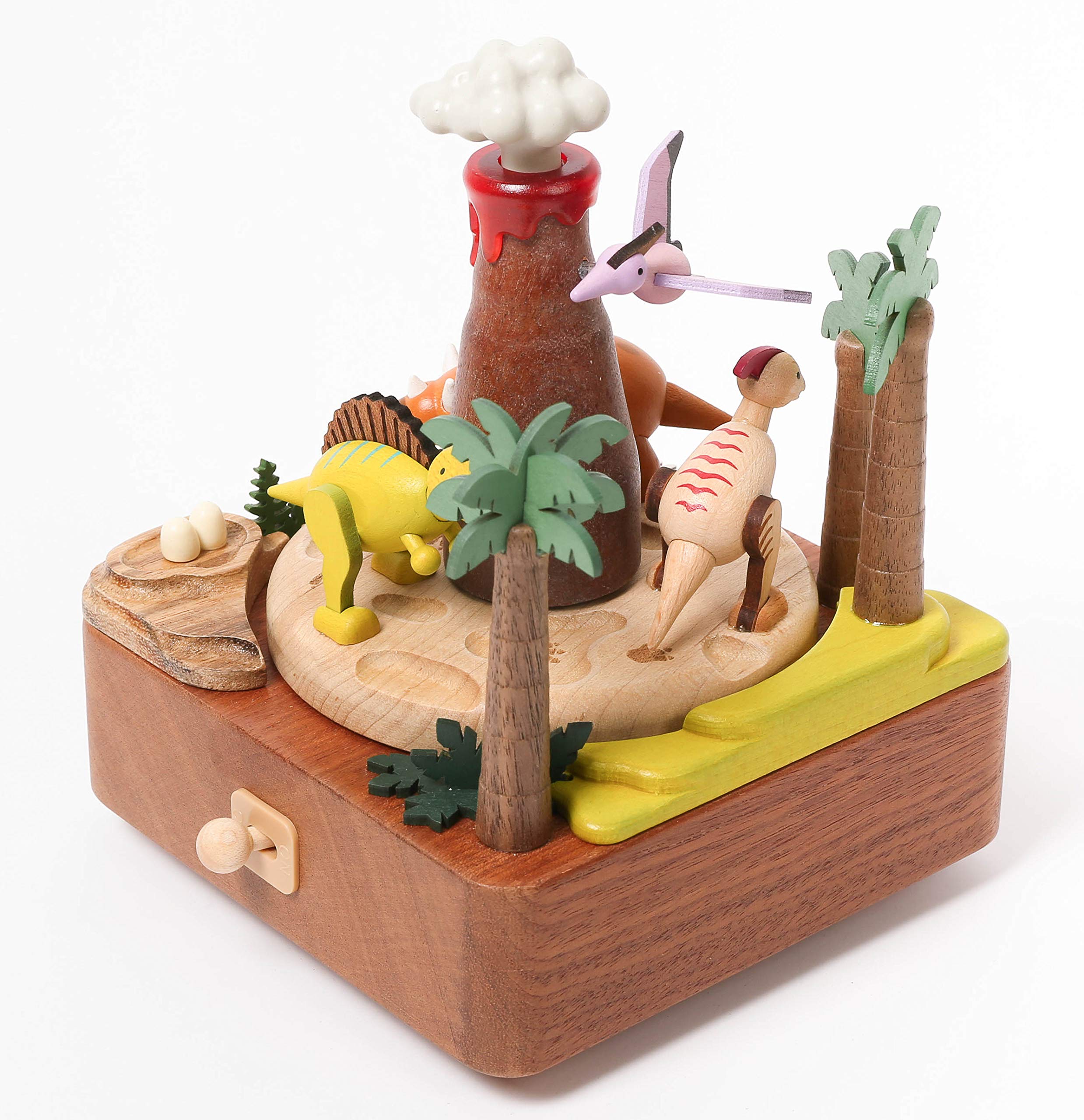 Amazon.com: WOODERFUL LIFE Music Box Wooden | Dinosaurs & Volcanic