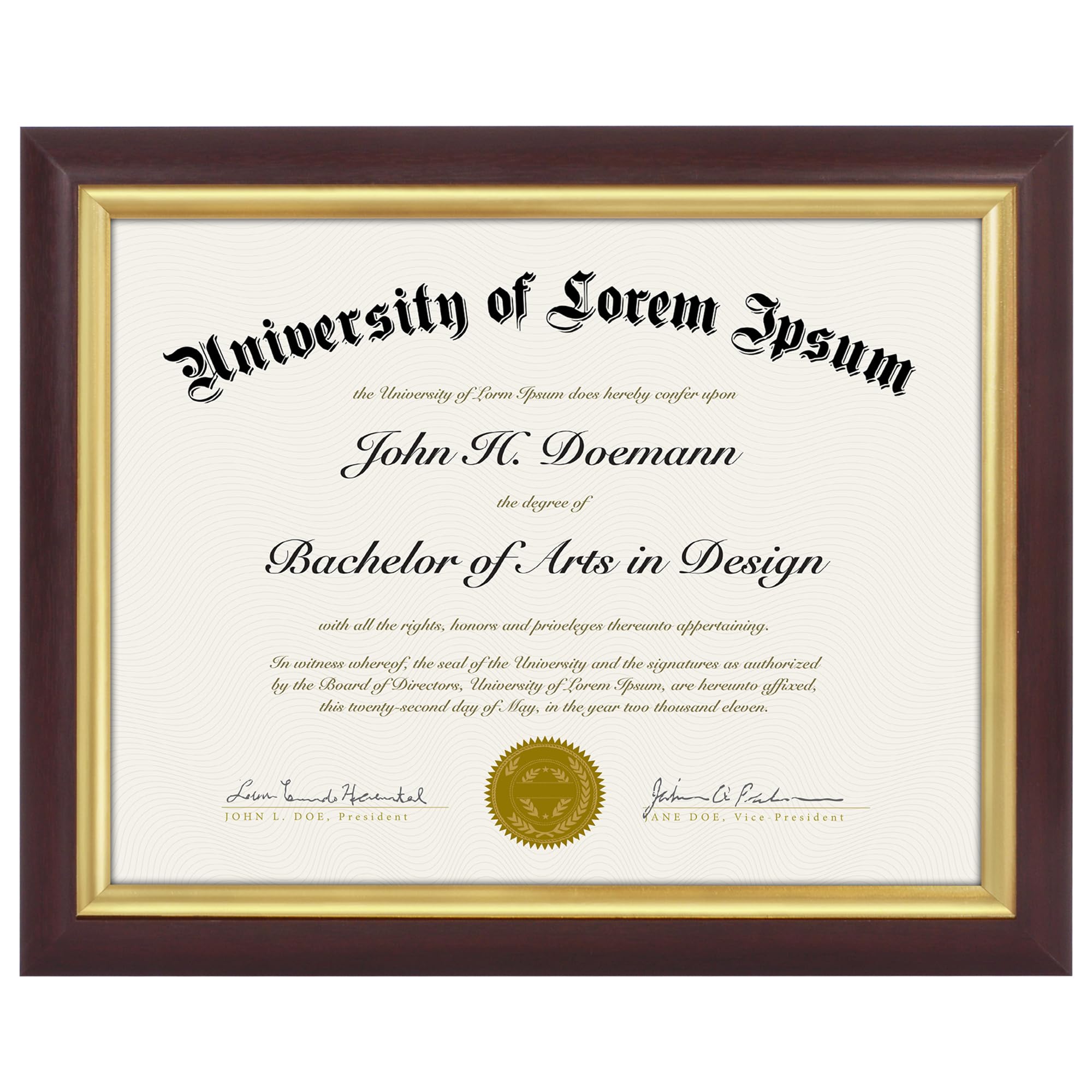Americanflat Ornate Diploma Frame 8.5x11 Mahogany and Gold, Certificate With Shatterproof Glass and Easel for Wall and Tabletop Display, Vintage Photo