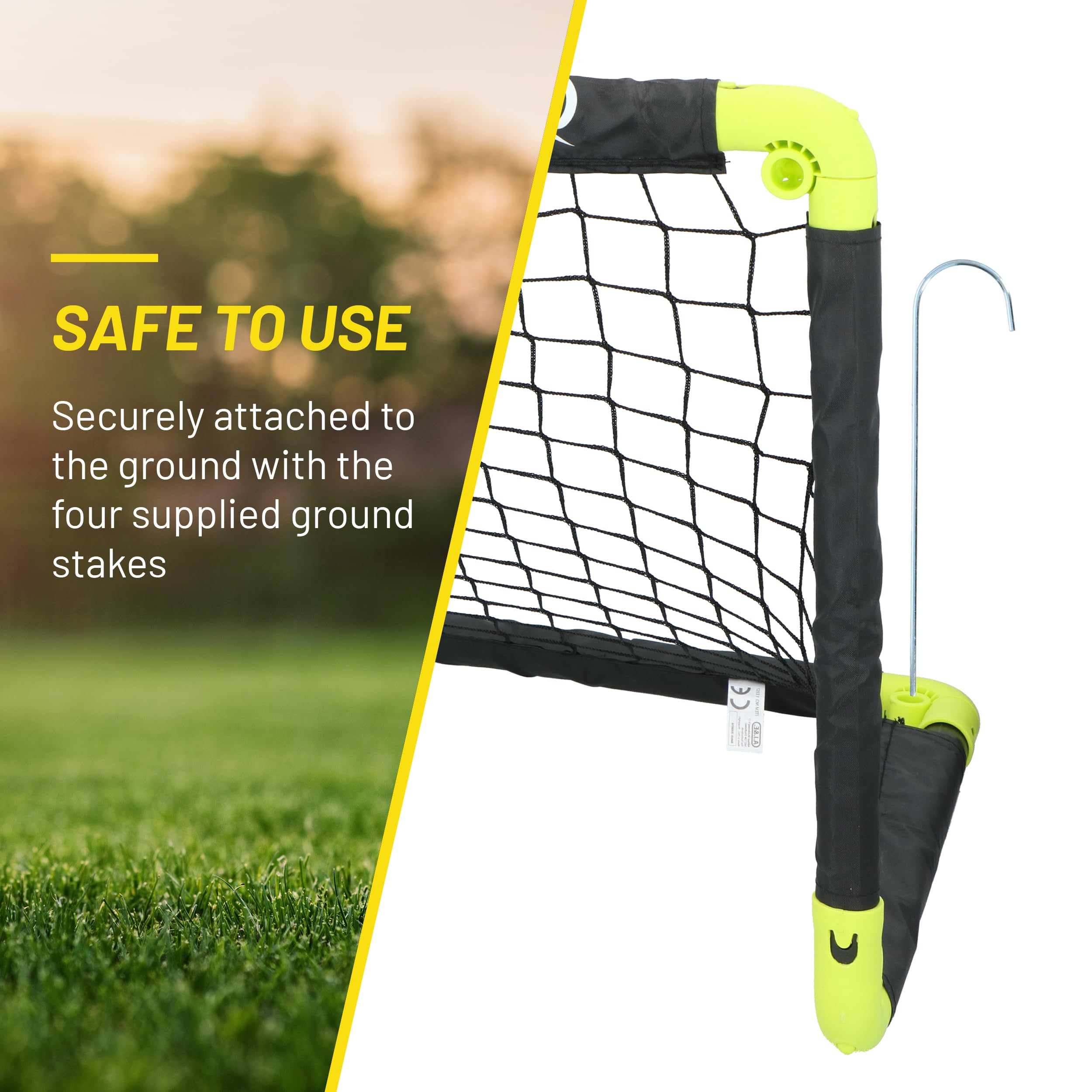 Dunlop Porta da calcio 50 x 44 x 44 cm Set di 2 Mini porta pieghevole Nero Giallo
