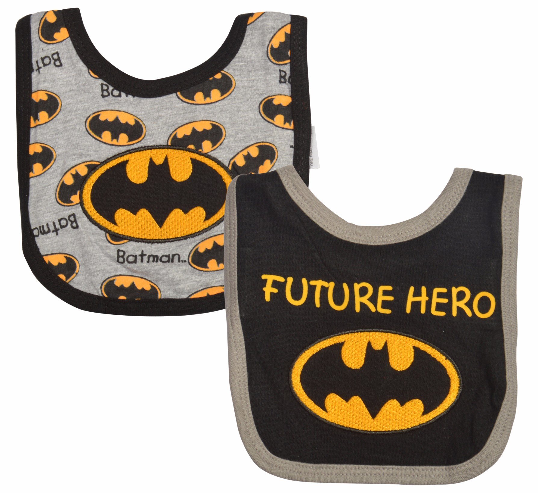 Mummamia Bat Emblem Embroidered Pure Cotton Infant Bibs/Saliva Towels - Set of 2-image-1