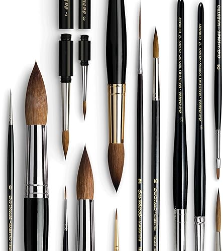 Miniatura 6 de da Vinci Watercolor Series 10 Maestro - Brocha redonda de color rojo Kolinsky, tamaño 0 (100)