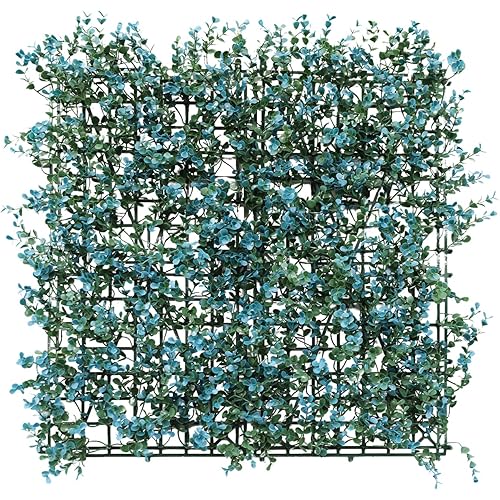 Patio Paradise 1pcs 20"x20" Blue Buxus Panel Artificial Boxwood Hedge Panel, Decorative Privacy Fence Screen Greenery Faux Plant Tree Wall for Indoor or Outdoor Garden Décor