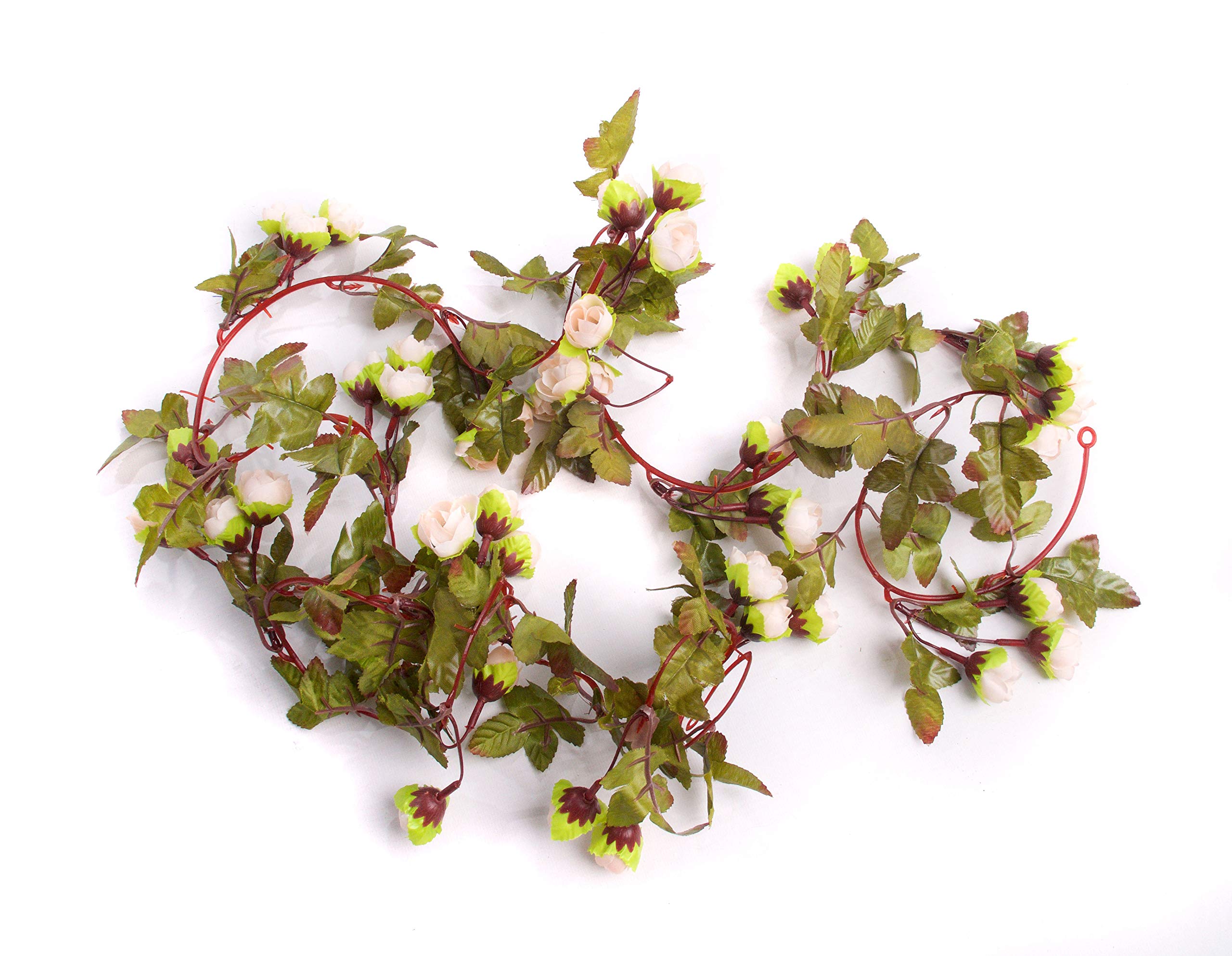 Best Artificial White 7Ft Silk Mini Rose Ivy Garland Hanging Bud Vine Wedding Flower (White)