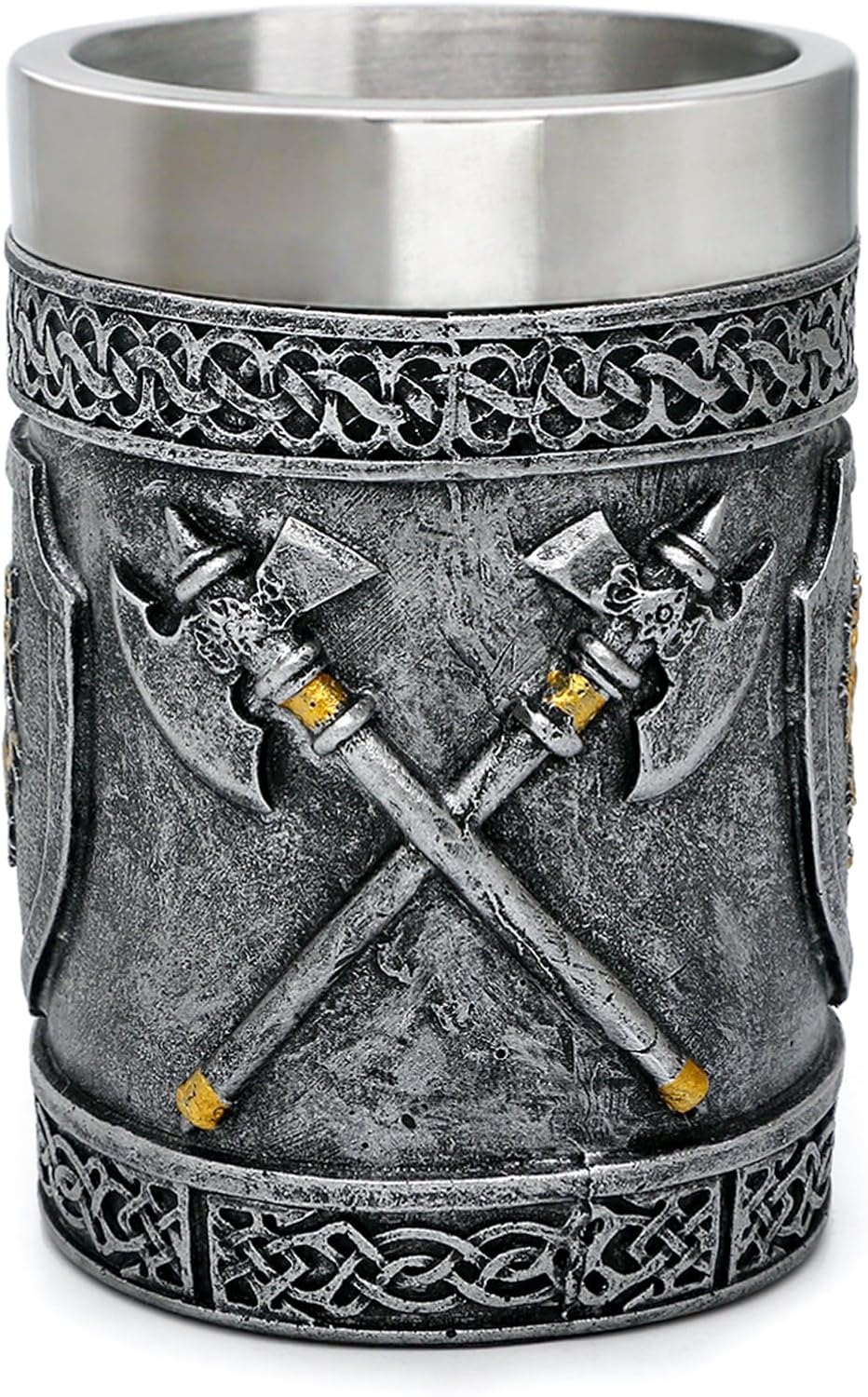 alikiki Large Medieval Axes Tankard Mug 21oz - Kingdom Of England Lion Heart Crest Beer Stein Stainless Coffee Cup Gifts for Men Renaissance Art Norse Decor Home Kitchen Party Decoration - Image 2