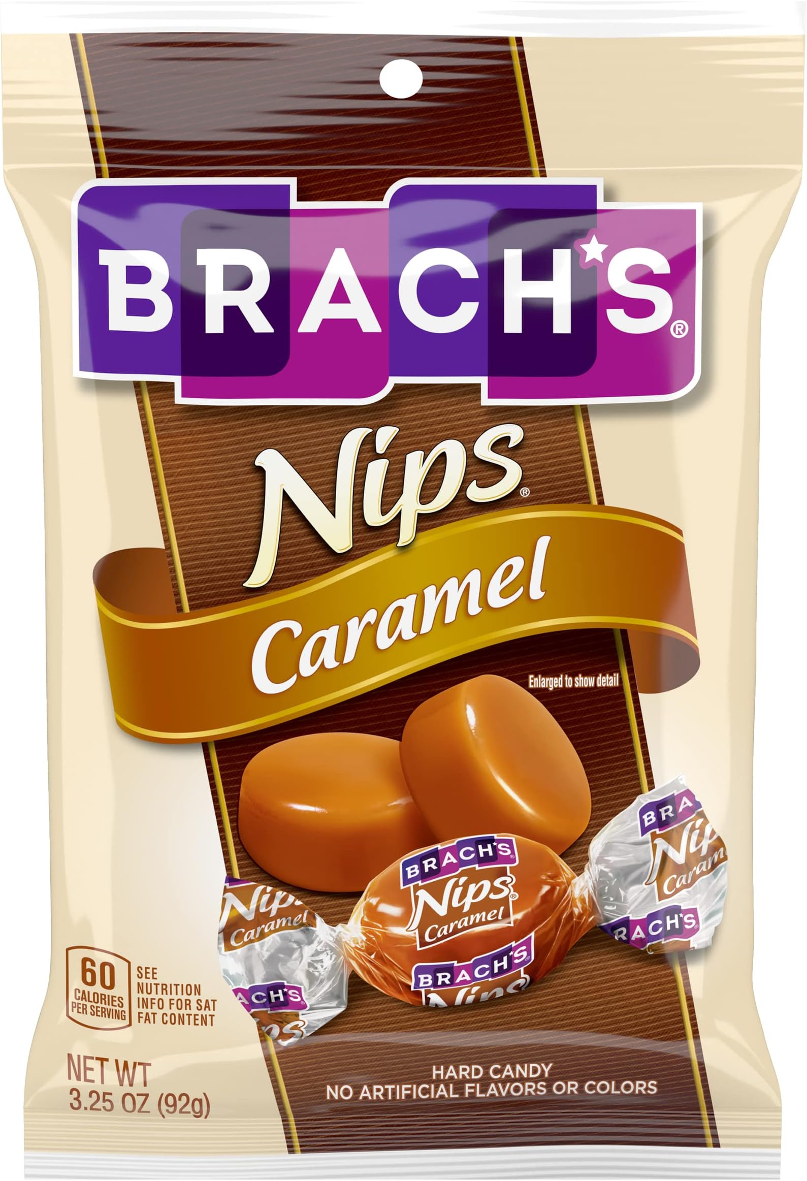 Nips Caramel Flavored Hard Candy, Individually Wrapped Candies, 3.25 Ounce Bags (Pack of 12)