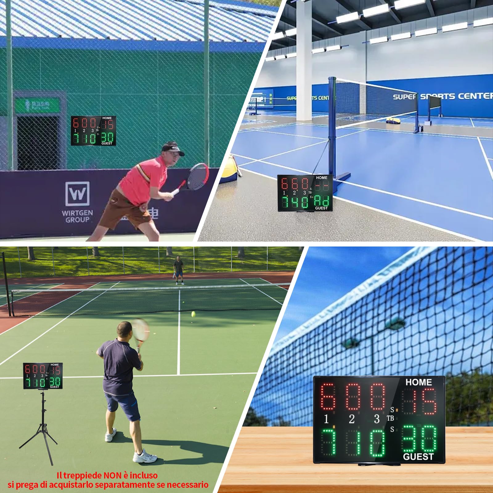 YZ Tabellone Segnapunti, Portatile Segnapunti Padel, 10 Cifre Elettronico LED Scoreboard con Telecomando, Segnapunti Pallavolo Tabellone Segnapunti Elettronico für Gioco Tennis all'Interno all'aperto