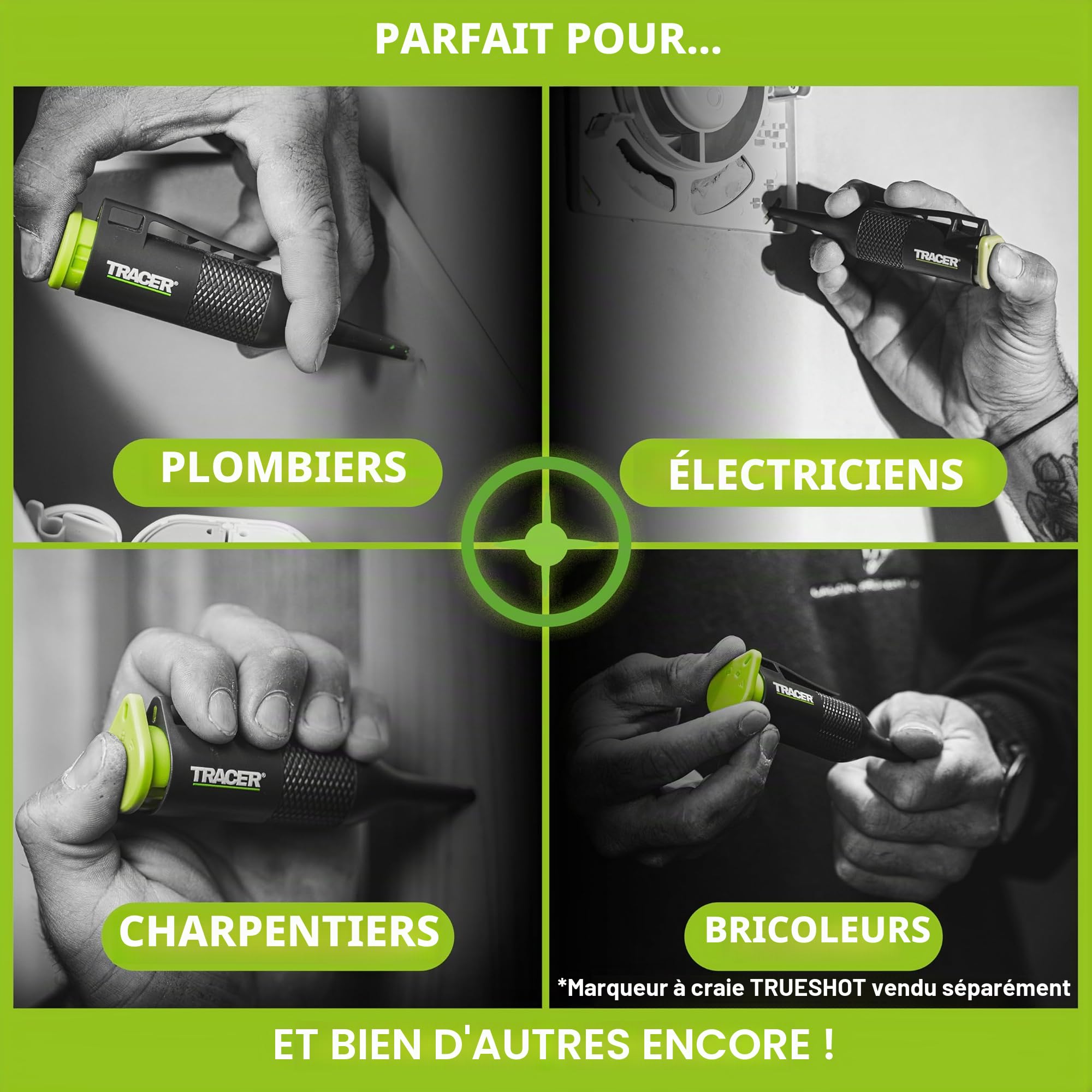 Tracer Trueshot Cartouches de recharge de craie – Pack de 2 | 250 utilisations par cartouche | Compatible avec le marqueur de craie pour trous profonds