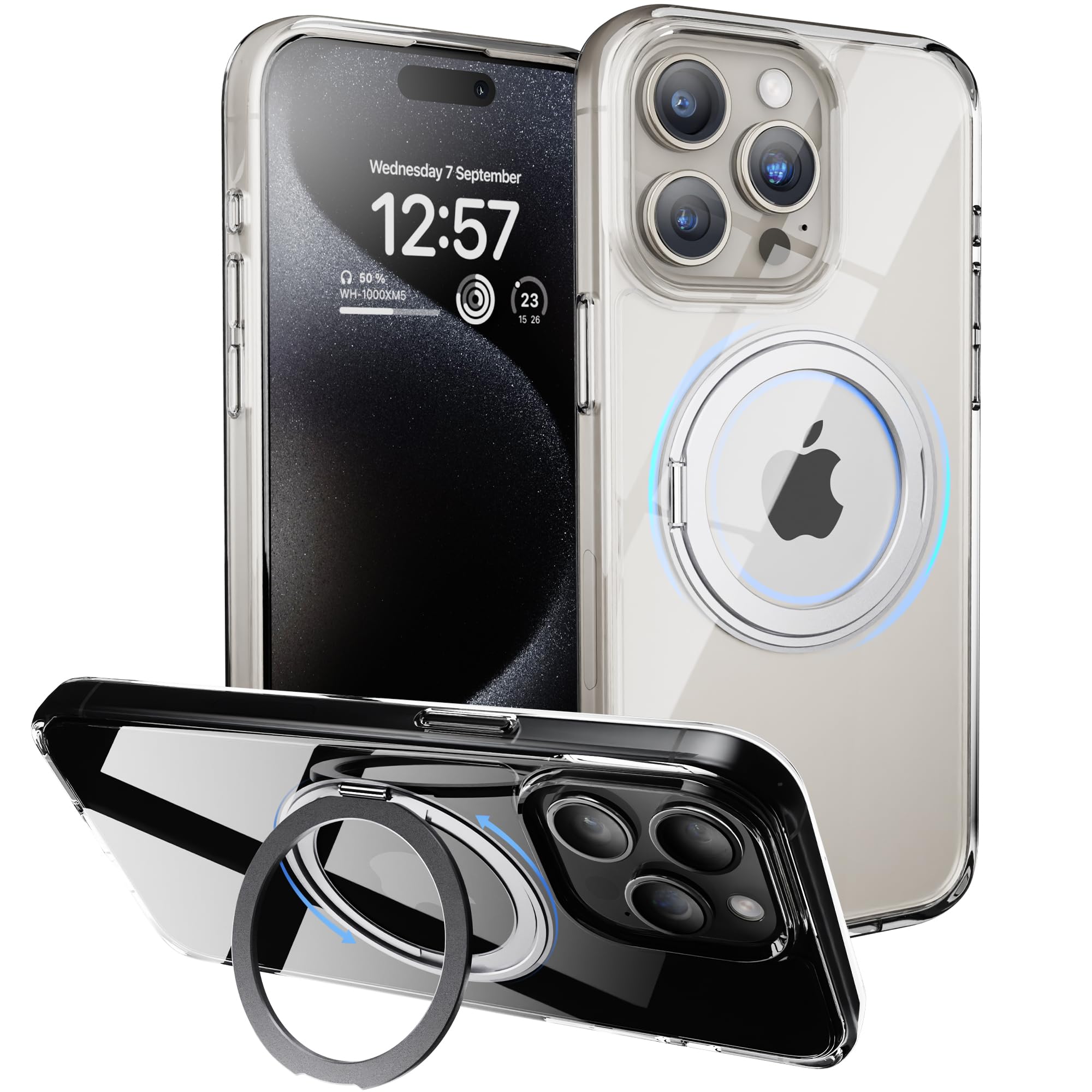 fusegear Compatible for iPhone 15 Pro Case — 360 Degree Kickstand Cover | Magsafe Compatible | Lens Protection - Clear (Pack of 1) (B0CSFZBT7V) Amazon Price History, Amazon Price Tracker