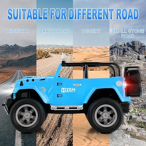 Miniatura 8 de Auto a control remoto para niños con niebla de pulverización, automóvil a control remoto a escala 116 con sonido del motor y luces LED, camiones