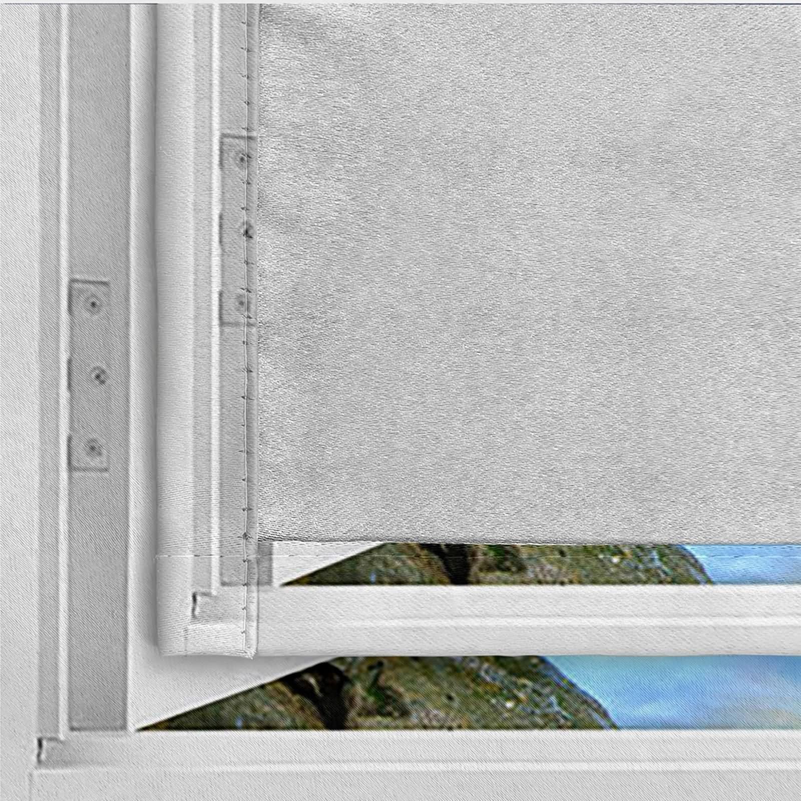 Rideau Boheme Chic, Rideaux Cuisine Vert Blanc Cadre de Fenêtre de Paysage Naturel Polyester 2 Panneaux 192x138cm