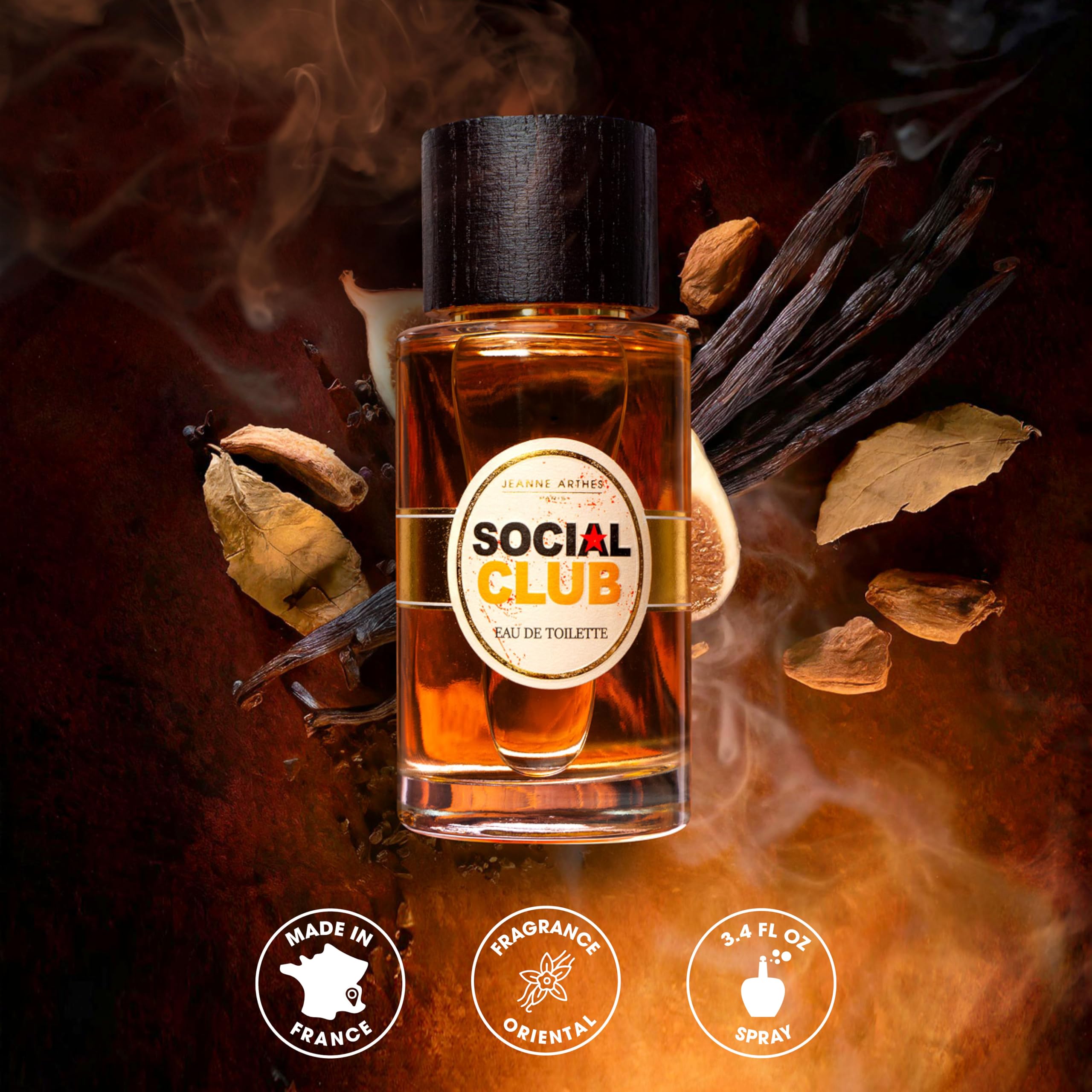 JEANNE ARTHES - Parfum Homme Social Club - Eau de toilette - Flacon Vaporisateur 100 ml - Fabriqué en France à Grasse