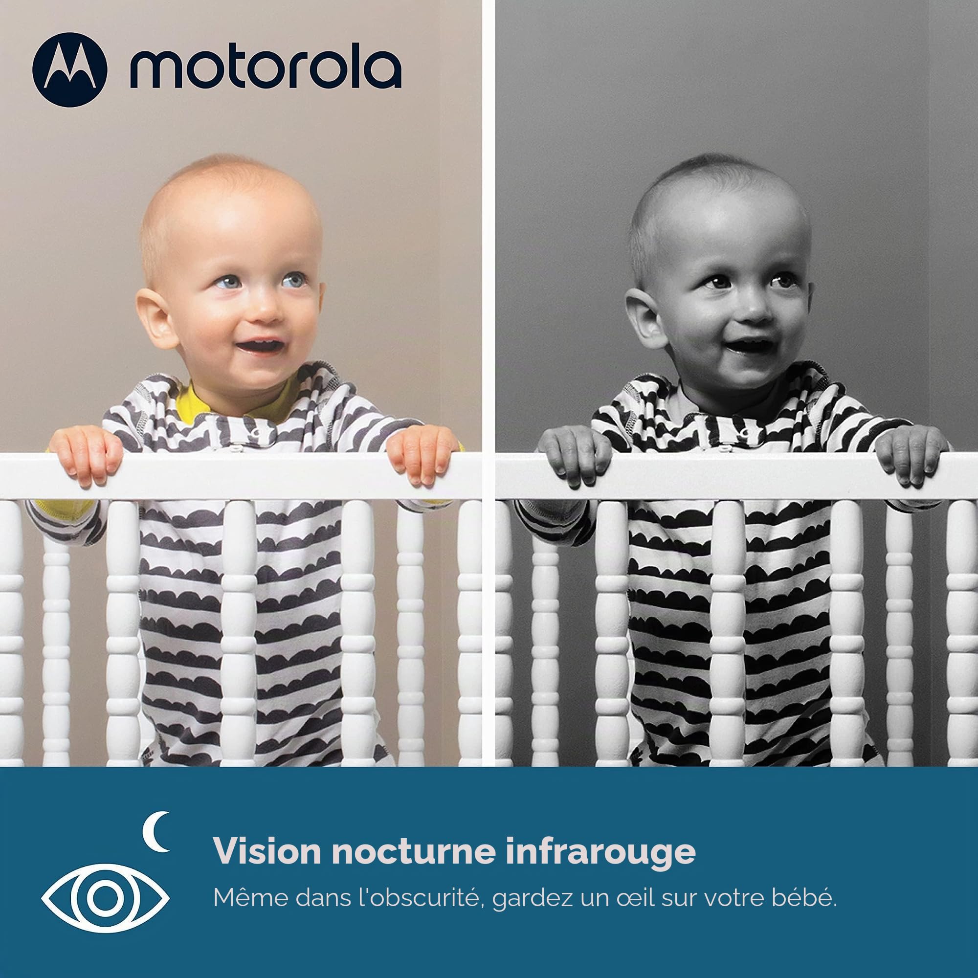 Motorola Nursery VM482 - Babyphone avec caméra - écran couleur 2,4 pouces - Vision Nocturne Infrarouge - Zoom Numérique - Température - Blanc