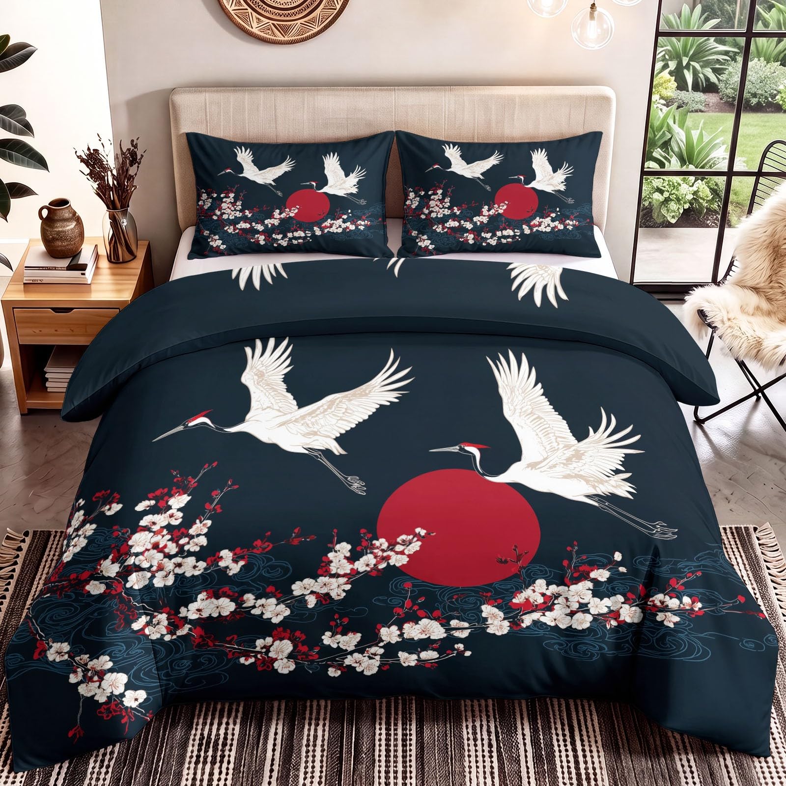 Générique Komplet pościeli 260 x 240 cm dwustronny z japońskim wzorem Zen