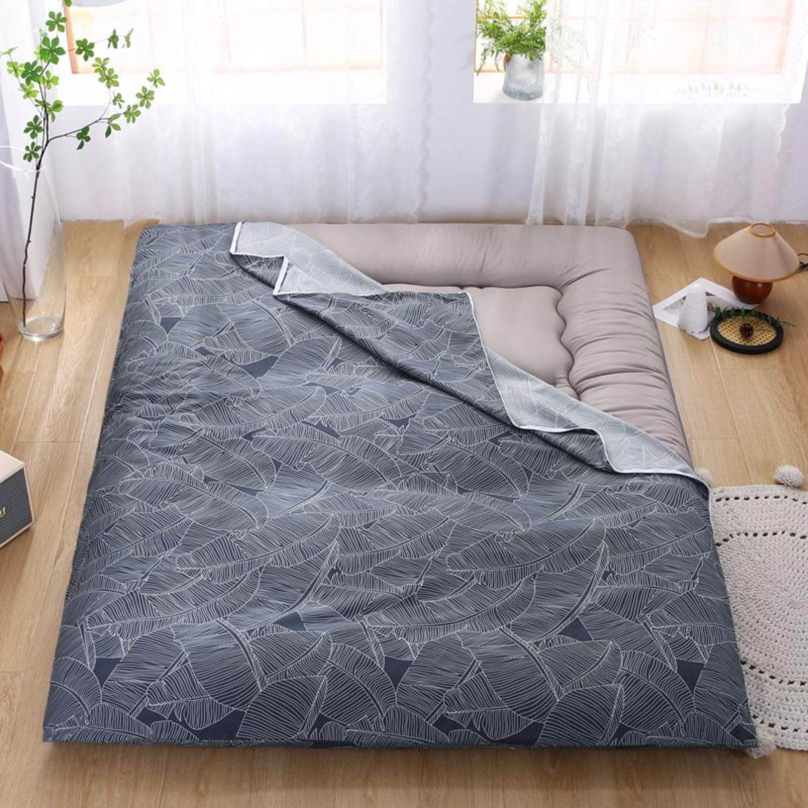 EFELIM Cotton Futon Mattress Cover King Queen Full Size, L Shape Zipper Japanese Floor Mattress Futon Cover RV Mattress Futon Slipcovers (Different,