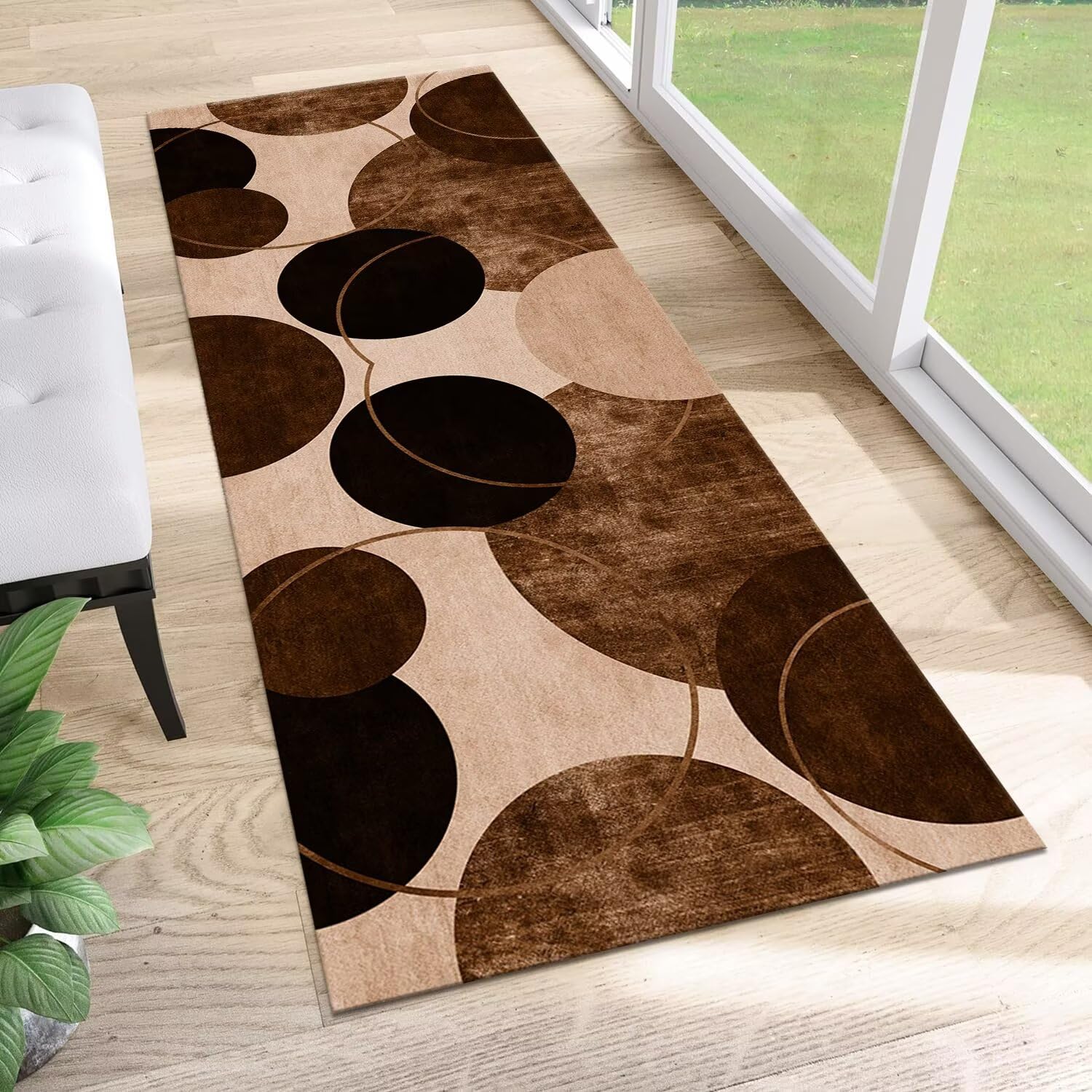SUCERU Tappeto Runner Corridoio Passatoia Cucina Verde Nero Moderno 70X150CM Tappeto Cucina Antiscivolo Lavabile Retro in Gomma Poliestere Tappeti Bagno Per Ingresso Soggiorno Sala da Pranzo