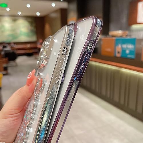 Miniatura 7 de Funda compatible con iPhone 15 Pro Max con protector de lente de cámara para mujeres y niñas, cubierta de lujo galvanizada con purpurina