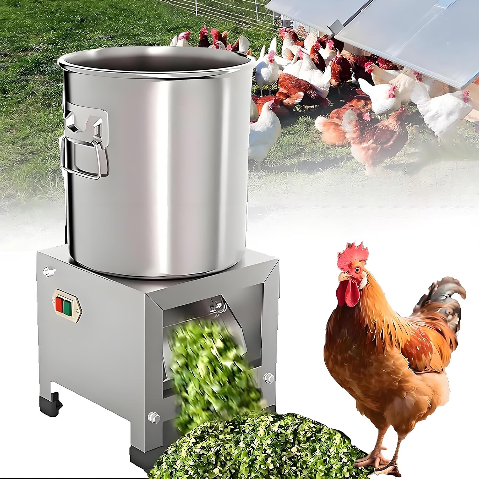 Procesador de Alimentos Comercial, Picador Eléctrico de Verduras de 1800 RPM, Rallador y Triturador de Verduras Profesional, para una Alimentación Eficiente de los Animales 2200W