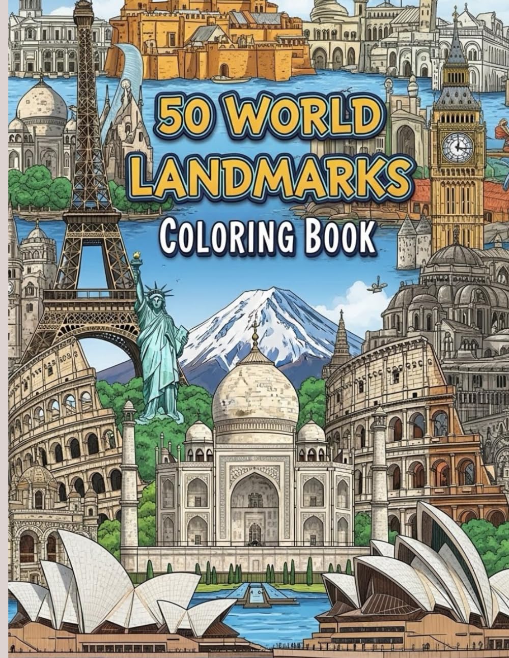 50 World Landmarks Coloring Book: “An Inspiring Adult Coloring Journey Across the World’s Most Iconic Places”