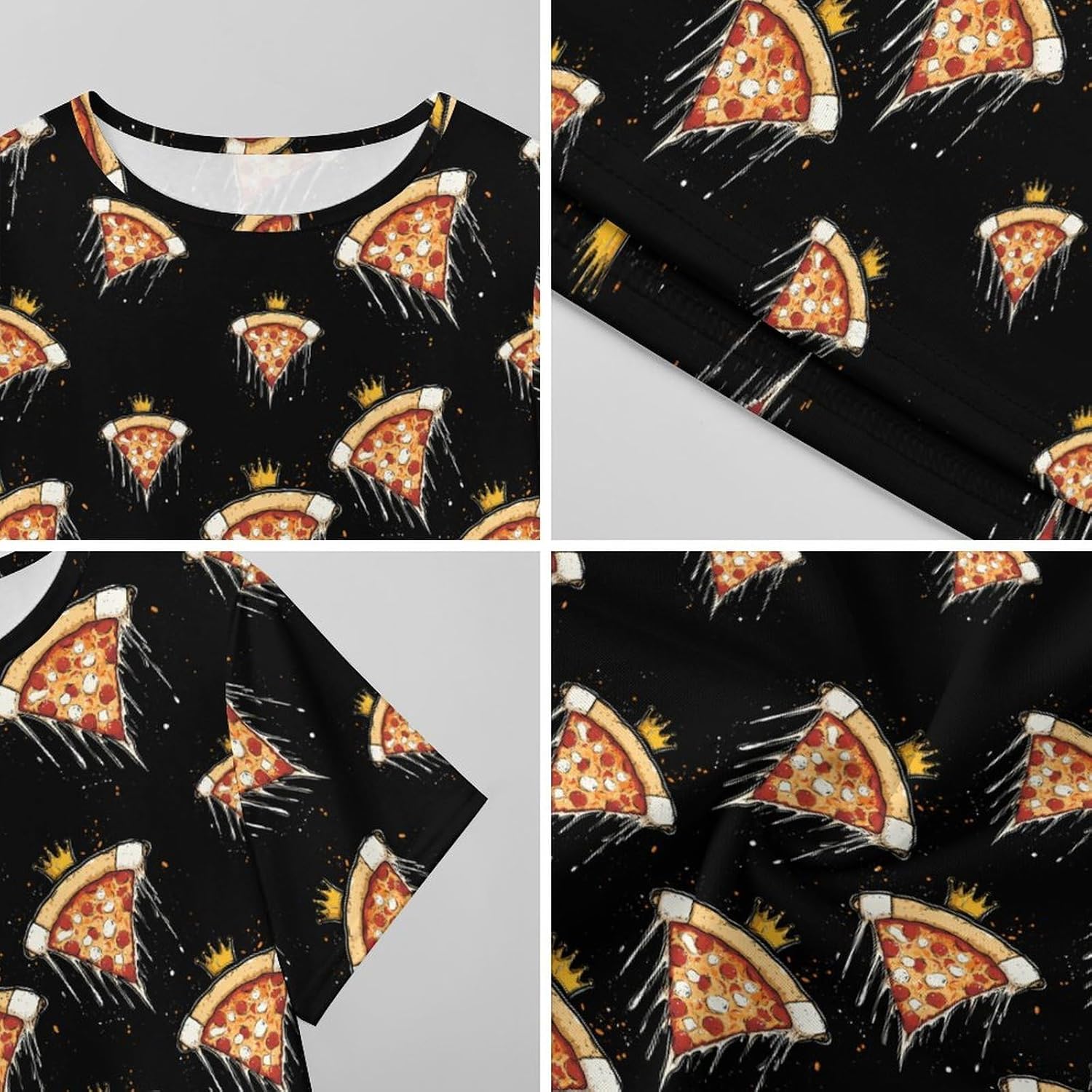 Funny Pizza Nightgowns for Women Short Sleeve Sleep Dress Casual Sleepshirt Night Gowns Pajamas