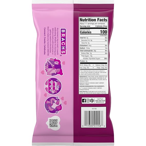 Brach's Cinnamon Jelly Hearts, Valentines Day Candy, Classic Gummy Candy, Valentine's Red Cinnamon Hearts, 12 oz Bag