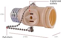 Vista 2 de GE 54180 Adaptador portalámparas con cadena de encendido y dos tomas, marfil