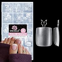 Vista 22 de UNA GELLA 216 puntas de uñas de almendra medianas, uñas postizas de gel preformadas para cobertura completa, uñas postizas francesas acrílicas