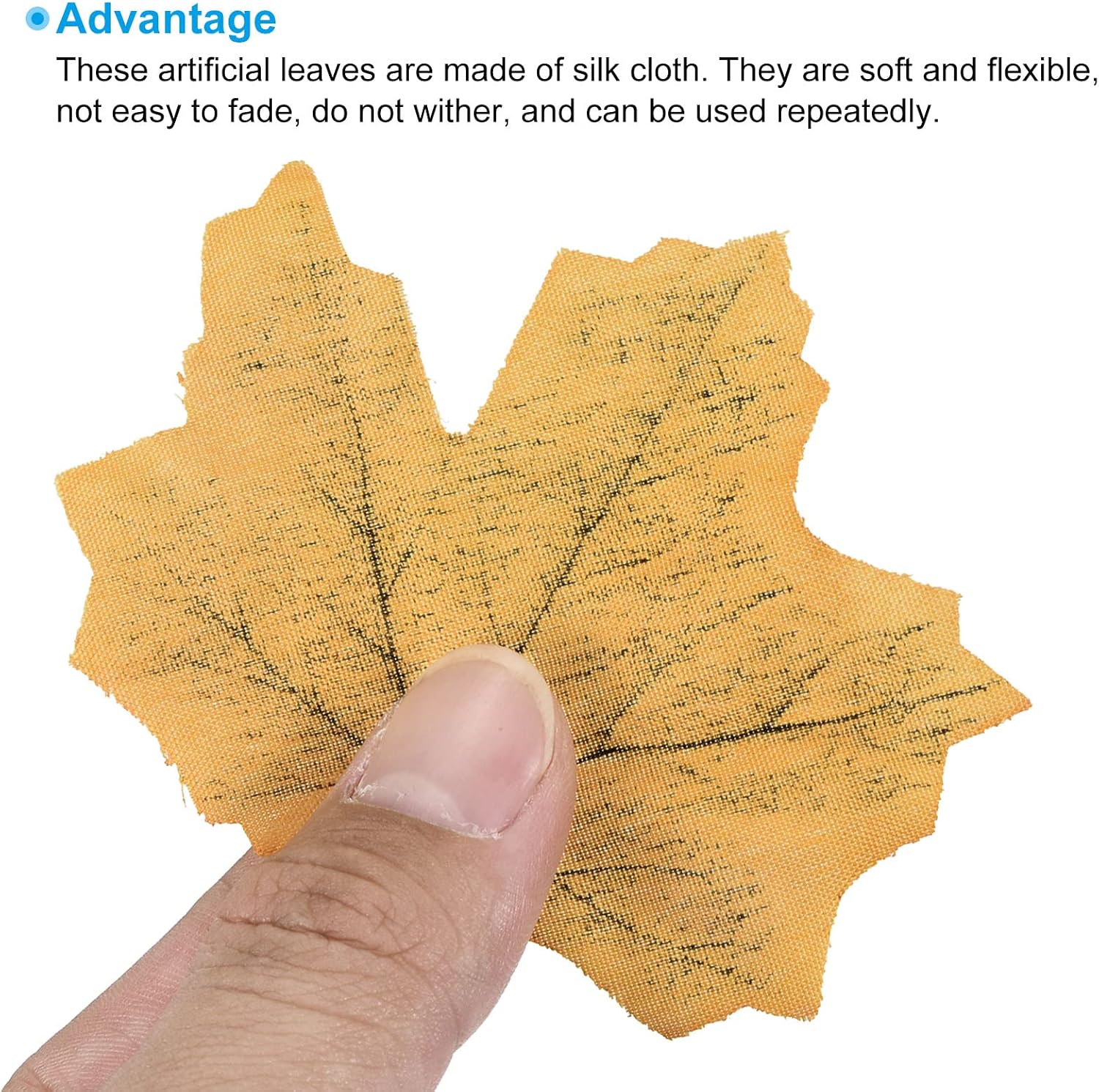 PATIKIL Artificial Leaves, 200 Pcs Fall Maple Autumn Fake Leaf for Wedding Party Thanksgiving Halloween Decoration, Yellow