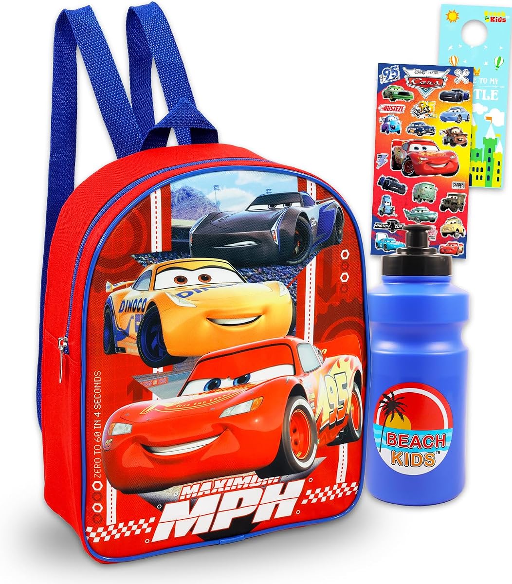 Cars Mini Backpack for Kids Bundle - 12" w Adjustable Straps