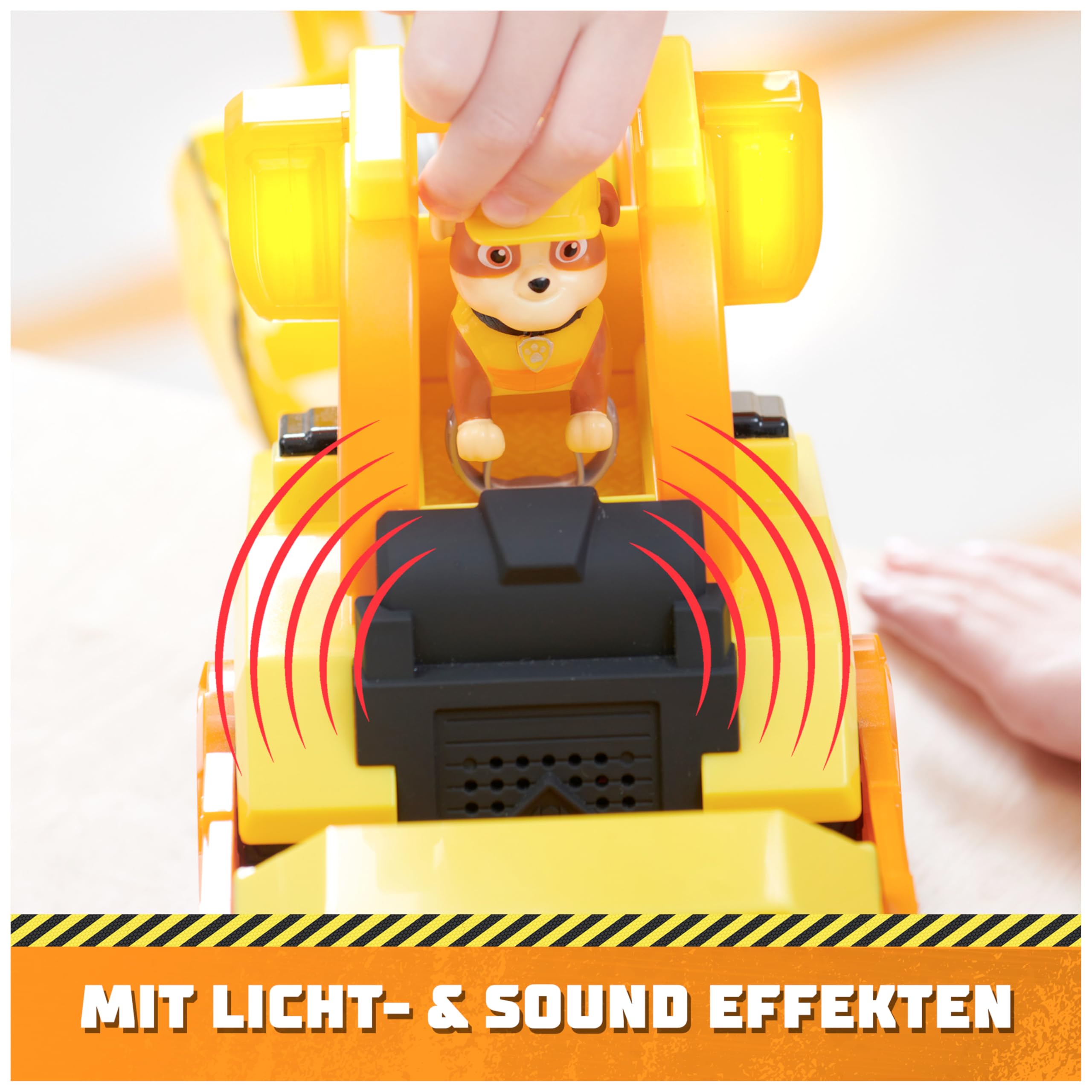 Rubble & Crew - Großes Planierraupen-Baufahrzeug mit Licht- und Geräuscheffekten (Deluxe Fahrzeug) und Rubble-Figur, Spielzeug für Kinder ab 3 Jahren