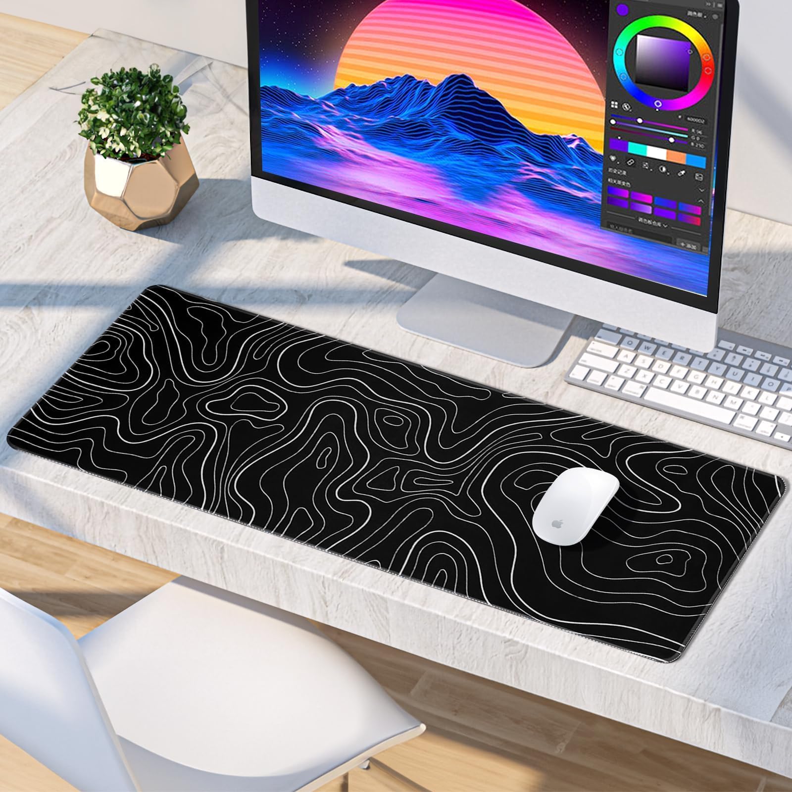EFISH Tapis de Souris de Jeu Grand Bureau 800×300×3MM Lavable Ordinateur Portable Base Caoutchouc Antidérapante