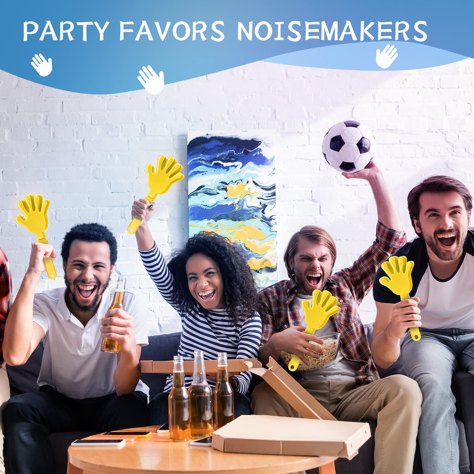 ZCYSRLQIN 24 Pcs PriNst Hand Clappers And Metal Cowbells Makers Cheering Clappers Cow Bells Handle Cheers Dance Basketball Football Makers Sporting