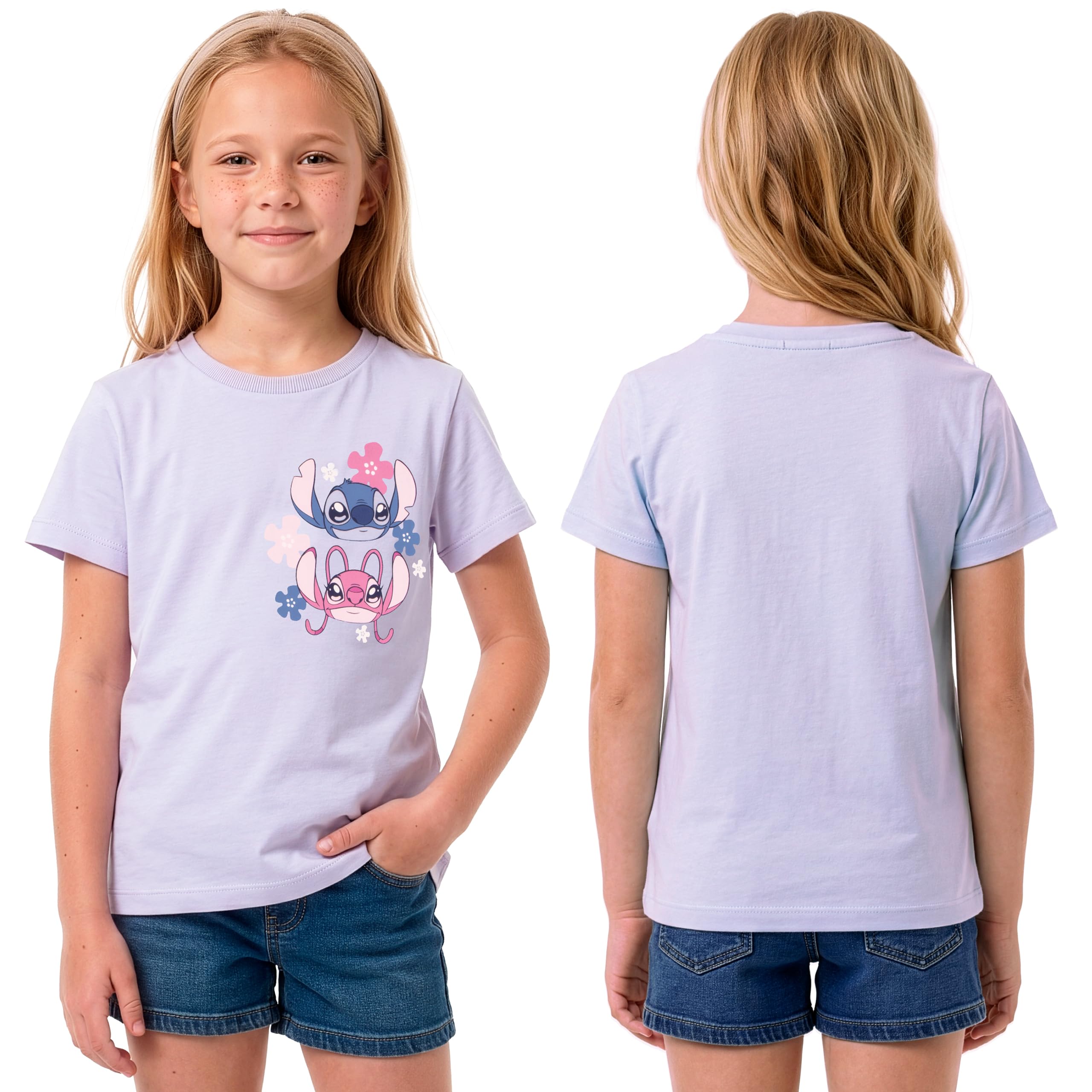Disney Lilo Y Stitch Pack De 3 Camisetas Niña, Camiseta Stitch Y Angel, Top Niñas Multipack, Ropa Niña