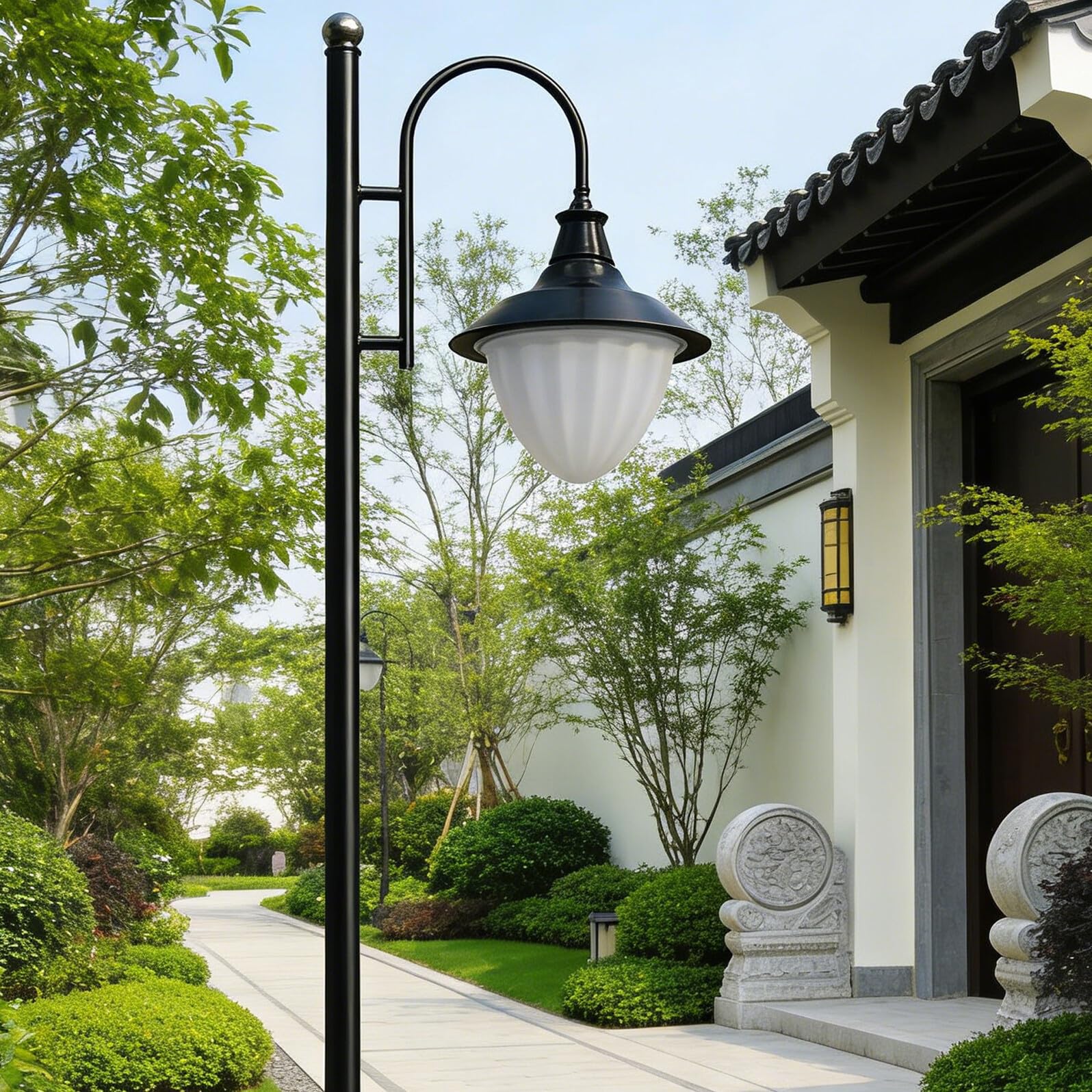 GALPADA Copri Lampione da Giardino Esterno in Acrilico Bianco, Resistente Agli Urti e Facile da Montare, Design Conico Moderno per Cortili e Spazi All'aperto