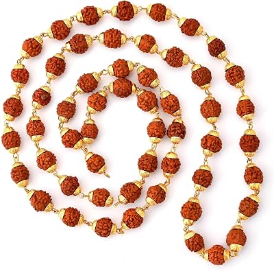 LOVENSPIRE Certified 108 + 1 Beads 5 Face Panchmukhi Rudraksha Kantha Mala with Gaumukhi Japa Bag - Prayer Necklace for Men and Women | Spiritual Jewelry for Yoga & Meditation
