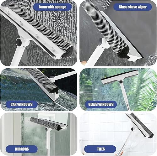 Miniatura 6 de Limpiador de ventanas limpiador de ventana ajustable para limpiar desde múltiples ángulos, herramienta de limpieza de ventanas con poste de