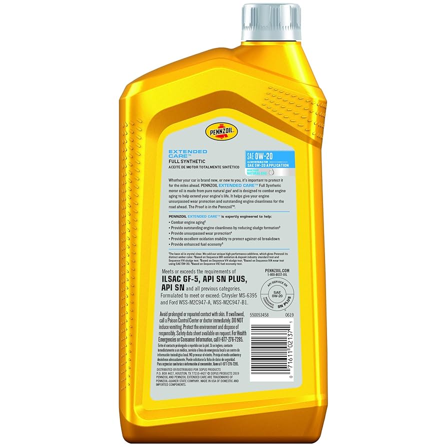 Amazon.com: Pennzoil 550053458 Extended Care Full Synthetic