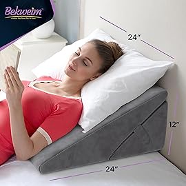 Wedge Pillow for Sleep Apnea, 12 Inch Adjustable Height Bed Wedge Pillow for Headboard, Gerd, Acid Reflux Relief, Snoring, and Post Surgery Recovery. Bed Pillow for Sitting Up in Bed