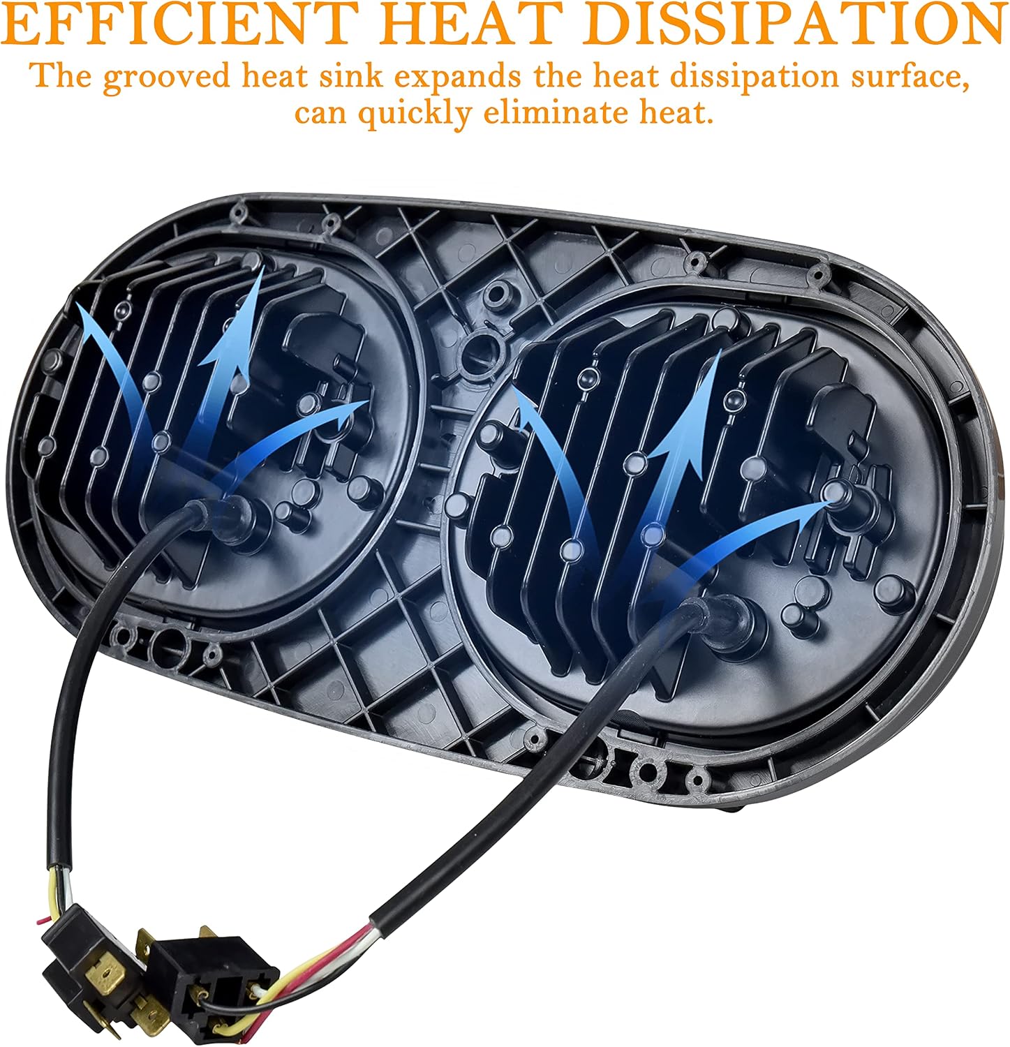 Dual LED Headlight for Road Glide 04-13, LED Head Light Headlamp Front Light Kit with High Low Beam for Harley Road Glide 2004-2013 Accessories