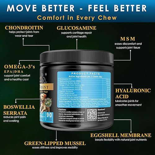 Miniatura 3 de Masticables suaves para cadera y articulaciones para perros con glucosamina, MSM, condroitina, colágeno. Suplemento para articulaciones de perro que